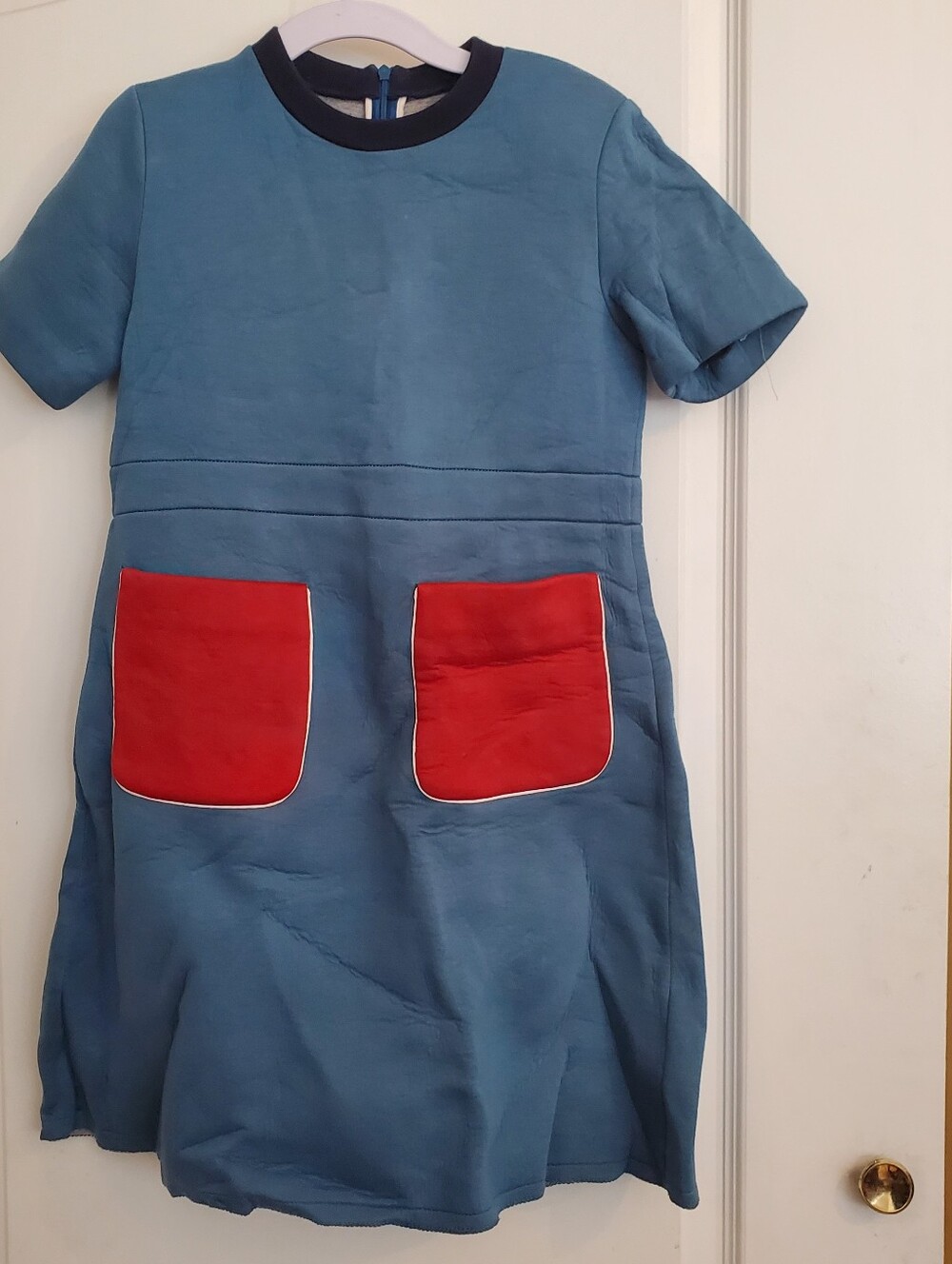 MARNI Mod Color Block A-Line Dress Slate Blue sz 10